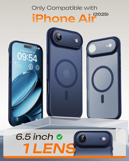 TOCOL for iPhone Air Case, Compatible with Magsafe Charger, Full Camera Protection, Drop Protection, Translucent Matte Phone Case for iPhone 17 Air 6.5 inch (Dark Blue)