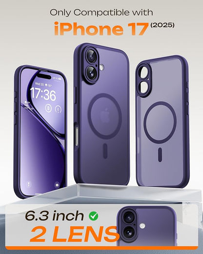 TOCOL for Phone 17 Case, Compatible with Magsafe Charger, Full Camera Protection, Drop Protection, Translucent Matte Phone Case for Phone 17 6.3 inch (Midnight Purple)