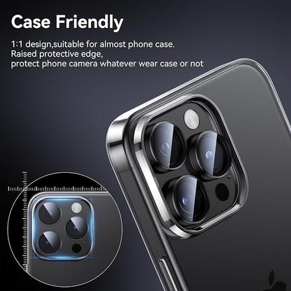 WSKEN for iPhone 15 Pro/iPhone 15 Pro Max Camera Lens Protector,[Keep Original Shooting] Shatterproof 9H Tempered Glass Camera Screen Protector Metal Ring Cover Film Accessories,Black Titanium