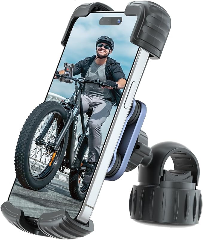 Hiboy Motorcycle Phone Mount Holder - Upgrade Vibration Dampener - 360° Rotatable Bicycle Phone Holder, Bike Scooter Handlebar Phone Clip for 5.1" - 6.8" Smartphones