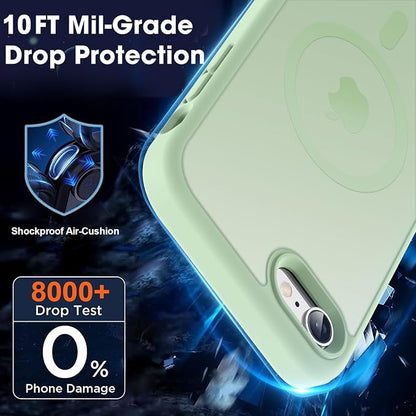 MOCCA Strong Magnetic for iPhone SE Case 2022/iPhone SE 2020 Case/iPhone 7 Case/iPhone 8 Case [Compatible with Magsafe] Slim Thin Translucent Matte Protective Cover Phone Case 4.7'', Light Green