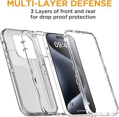 AICase for iPhone 15 Pro Max Case Clear 3 in 1 Heavy Duty Drop Protection Full Body Rugged Shockproof/Dust Proof 3-Layer Military Protective Tough Durable Cover for iPhone 15 Pro Max 6.7"_4