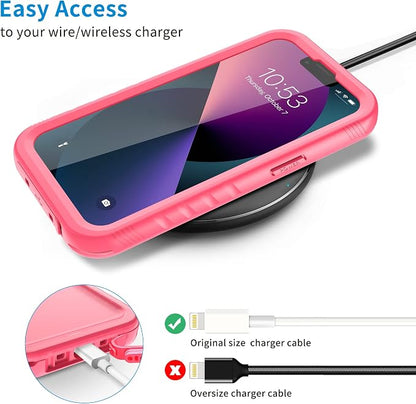 SPORTLINK for iPhone 13 Pro Waterproof Case - Full Body Shockproof Dustproof Phone Screen Protector Rugged Waterproof Case for iPhone 13 Pro 6.1 Inches Pink