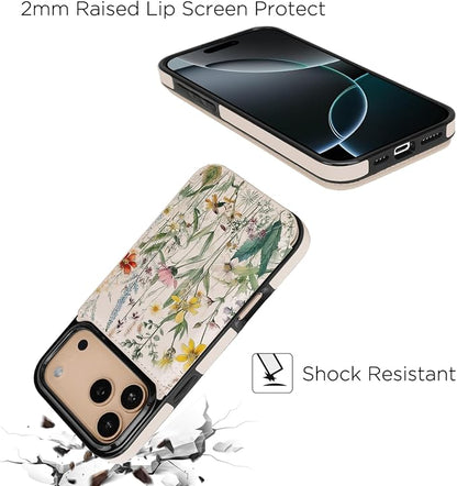 uCOLOR for iPhone 17 Pro Max Wallet Case with Card Holder PU Leather RFID Blocking Design iPhone 17 Pro Max flip case for Women Men Magnetic Clasp Kickstand Design 6.9 inch (Desert Flowers)