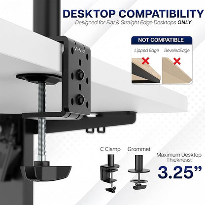 VIVO Dual Ultrawide Monitor Desk Mount, Heavy Duty Fully Adjustable Steel Stand, Holds 2 Computer Screens up to 38 inches and Max 22lbs Each, Black, STAND-V038