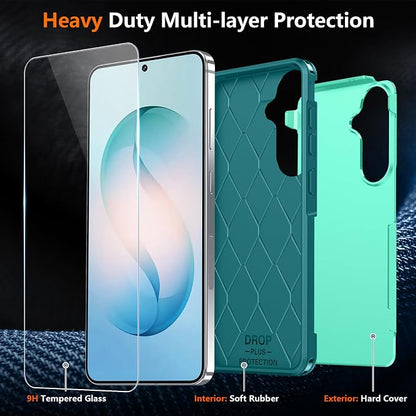 SPIDERCASE Designed for Samsung Galaxy S26 Case, [10 FT Military Grade Drop Protection], 2 Pack [Tempered Glass Screen Protector+Camera Lens Protector] Heavy Duty Shockproof Case,Light Green