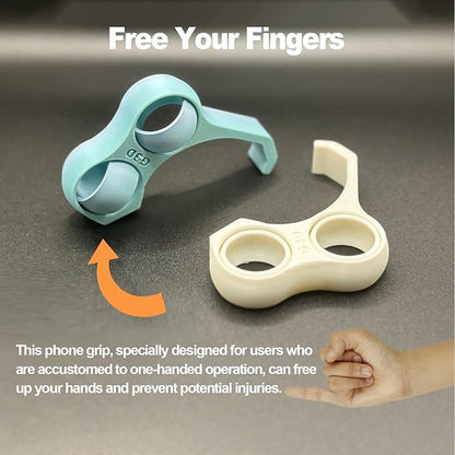 Ergonomic Finger Stand Phone Holder, Finger Phone Holder, Pinky/Ring Finger Grip Strap, Stress-Relieving Toy, Multi-Functional Design, Comfortable Grip, Easy to Carry. (Cyan)