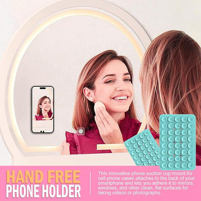 Double Sided Silicone Suction Phone Holder Mount, Silicon Accessory for iPhone and Android, Hands-Free Mirror Shower Phone Holder, TikTok Videos and Selfies (Combo D)
