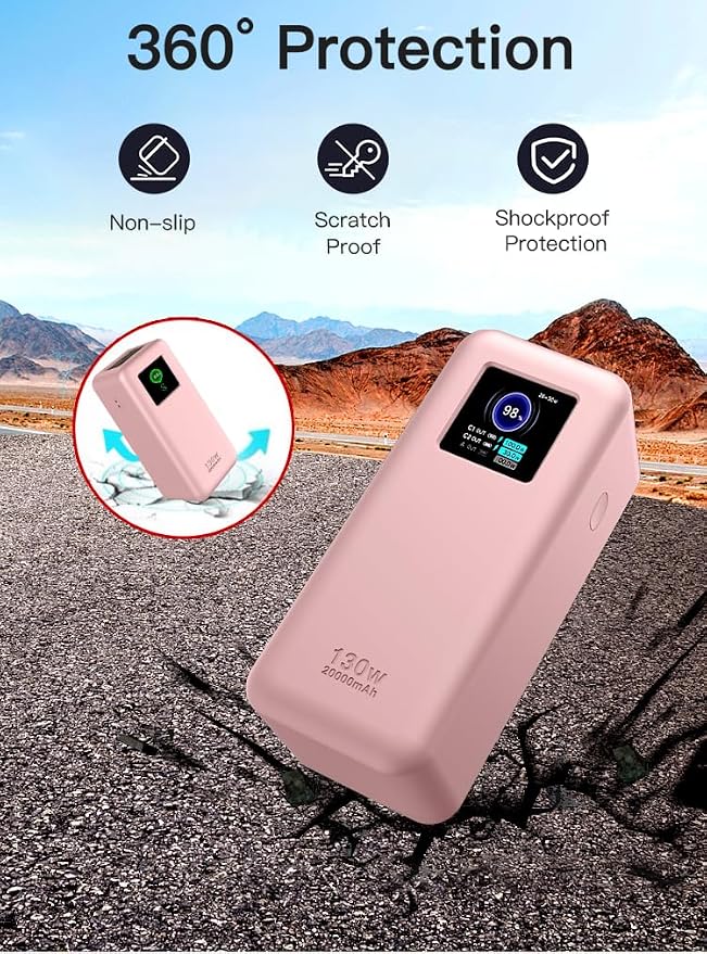 Case for UGREEN Nexode Power Bank 20000mAh 130W Portable Charger,Soft Skin Silicone Case Cover,Full Protective Case for -Pink