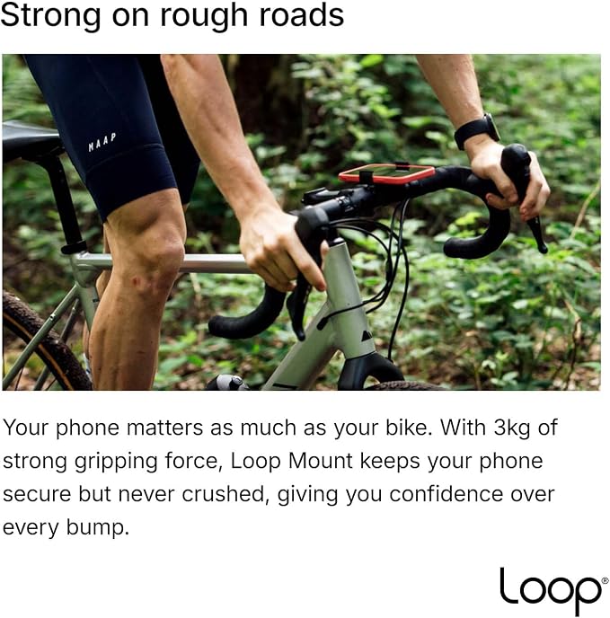Loop Mount Universal Bike Phone Holder – 360° Rotating Metal Bicycle Phone Mount for iPhone & Samsung – Secure Handlebar Clamp, Durable, Shockproof, Fits All Standard Handlebars - Black