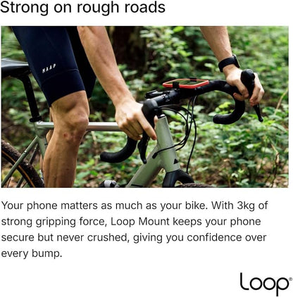Loop Mount Universal Bike Phone Holder – 360° Rotating Metal Bicycle Phone Mount for iPhone & Samsung – Secure Handlebar Clamp, Durable, Shockproof, Fits All Standard Handlebars - Black