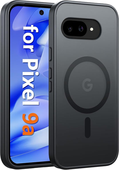 FNTCASE for Google Pixel 9a Case: [Compatible with Magsafe] Translucent Matte Magnetic Phone Cover - Military Grade Drop Protection - Shockproof Protective Cases for Pixel 9A (Black)