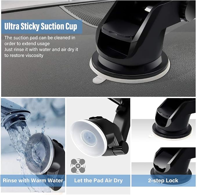 SONKIR Car Phone Mount, Dashboard & Windshield Cell Phone Holder Stand with One-Touch Design 360° Rotation for All Smartphones