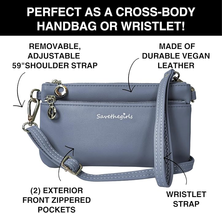 Save the Girls Cell Phone Purse - Touch Screen Women’s Crossbody Bag - Clutch Purses for Women (Bella) | Touch Screen, for Women