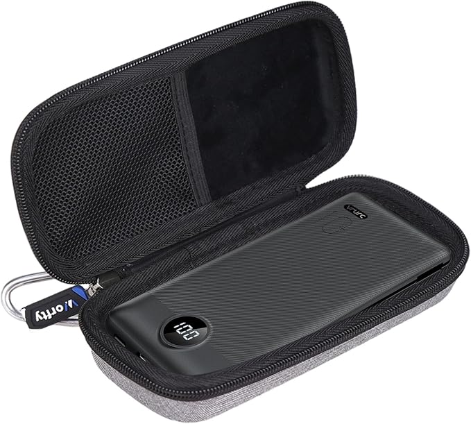 Case for VRURC/VEGER/FOCHEW/Charmast/citicr/GKUTW Portable Charger with Built-in Cables & AC Wall Plug 10000/12000/13800mAh Power Bank - Hard Protective Travel Carrying Storage Bag (Grey)