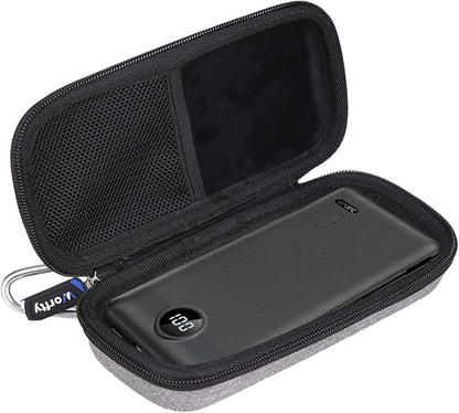 Case for VRURC/VEGER/FOCHEW/Charmast/citicr/GKUTW Portable Charger with Built-in Cables & AC Wall Plug 10000/12000/13800mAh Power Bank - Hard Protective Travel Carrying Storage Bag (Grey)