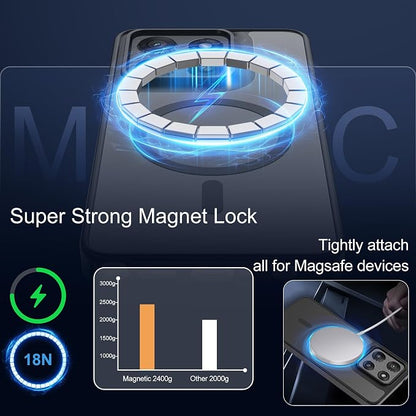 for Motorola Moto G Stylus 2025 Case Magnetic,Translucent Matte Compatible with Magsafe [Military-Grade Protection] with Screen Protector Shockproof Protective Case for Moto G Stylus 2025-Black