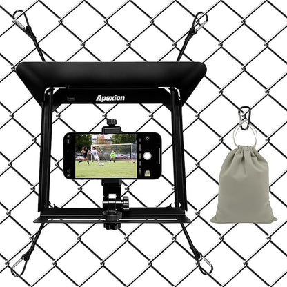 Apexion Baseball Training Equipment, Phone Stabilizer, Game Changer Fence Mount, Universal with Sunshade, Streaming kit, Phone Fence Mount (Black)