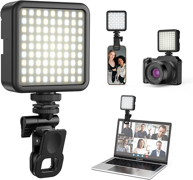 ULANZI VL-81 Camera Phone Selfie Light with Clip & Cold Shoe, 3200K-5600K CRI95 3000mAh Bi-Color Portable LED Video Light for iPhone, Cameras, Laptop, Selfie, Vlog, Filming, Video Conference, Webcam