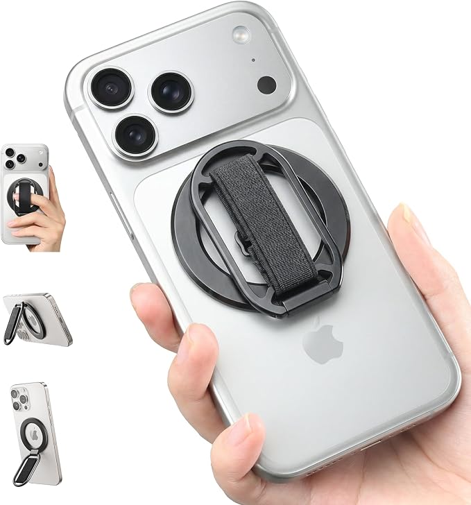 SUPERONE for MagSafe Phone Grip, Magnetic Phone Ring Holder, Magnetic Phone Grip with MagSafe Strap, Adjustable Finger Ring Grip Kickstand for iPhone 17 16 15 14 13 12 Series Mag Safe Accessories