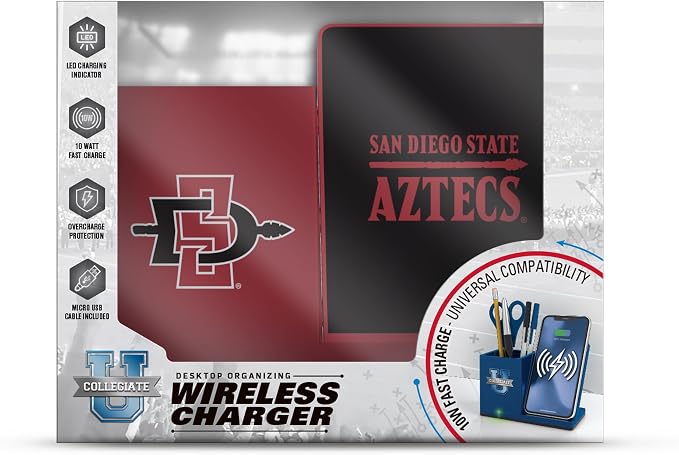 SOAR NCAA Unisex Wireless Charging Stand with Desktop Organizer