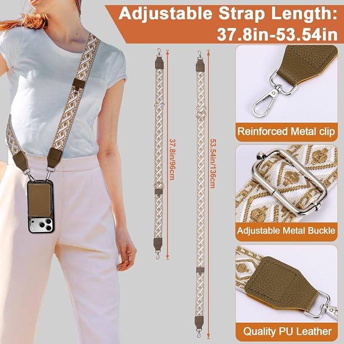 XANGNIER Wallet Case for iPhone 17 Pro with Strap, RFID Blocking PU Leather Crossbody Phone Purse with Card Holder, Zipper Pocket, Wrist Strap & Adjustable Lanyard for Women 6.3" 5G,Brown