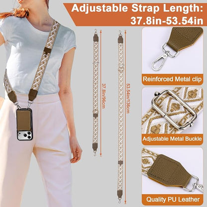 XANGNIER Wallet Case for iPhone 17 Pro with Strap, RFID Blocking PU Leather Crossbody Phone Purse with Card Holder, Zipper Pocket, Wrist Strap & Adjustable Lanyard for Women 6.3" 5G,Brown