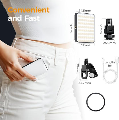 Magnetic Selfie Light for Cell Phone, gliship 128 Led Selfie Light Compatible with Magsafe Rechargeable Portable Clip Fill Light with 3 Lights Modes for Phone Camera Laptop Camera