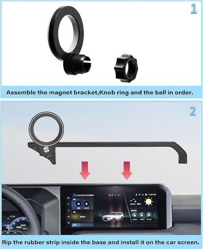 Car Phone Holder for 2024 2025 2026 Toyota Land Cruiser LC250 Accessories Apply to 8/12.3 Inch Touch Screen Fixed Clip Magnetic Cell Phone Mount Hands-Free 360 Degree Rotation