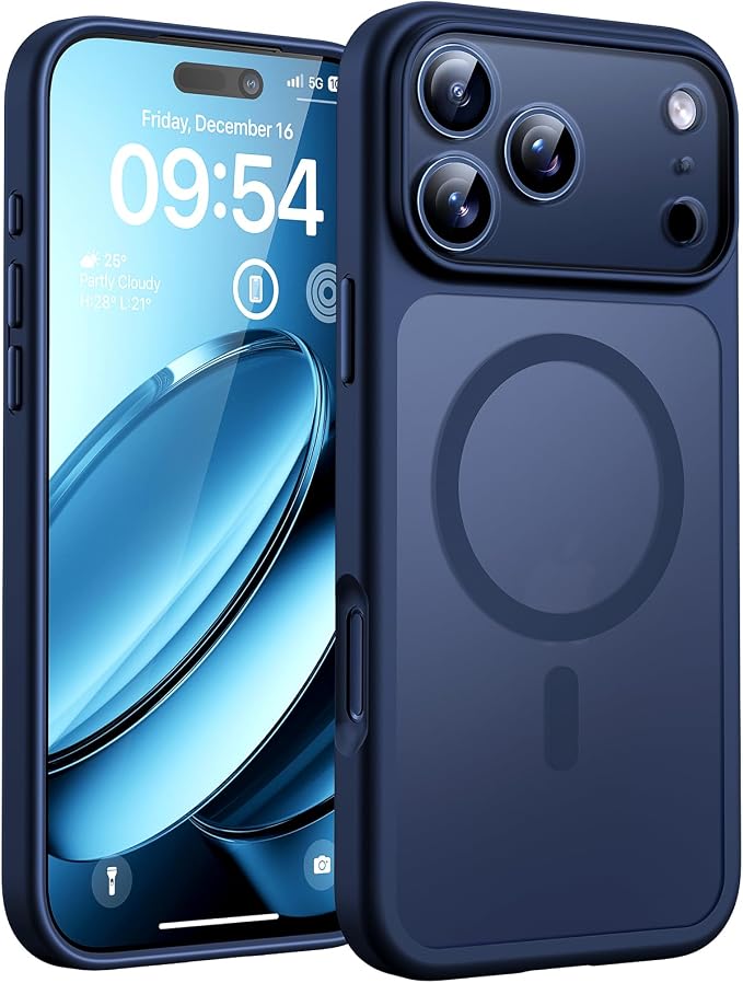 TOCOL for 17 Pro Max Case, Built-in Magnetic Ring, Compatible with Magsafe, Translucent Matte Phone Case for 17 ProMax 6.9 inch (Dark Blue)