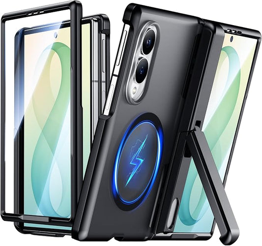 SPIDERCASE for Samsung Galaxy Z Fold 8 Case,Built-in [Screen Protector] [Hinge Protection] [Kickstand] Full Body Protective Phone Case for Galaxy Z Fold 8 - Black