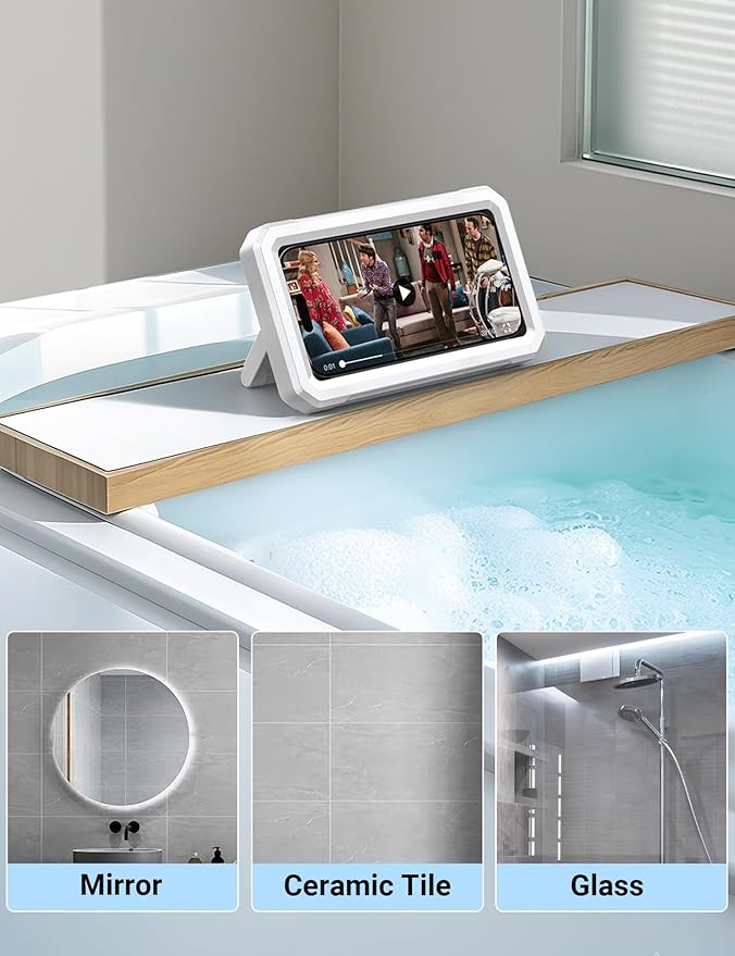 Coolpow Shower Phone Holder Waterproof【480°Rotatable】Retractable Adjustable Shower Phone Case Shower Stall Accessories for Bathroom Wall Phone Mount Stand Water Proof Anti Fog Case for 4-7"Cellphones