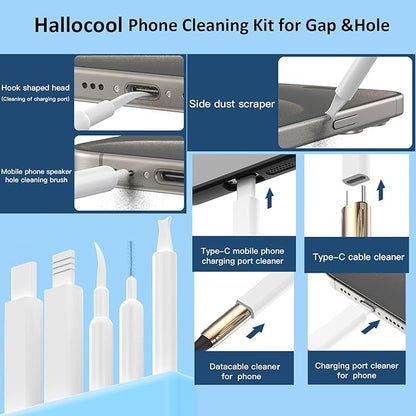 32 in 1 Multi-Functional Cleaning Kit for Electronics Devices, Mobile Phones, Computer, Monitor, Earbuds, Headphones, Laptop, Camera, Lens Portable White Electronic Cleaning Kit (Black)