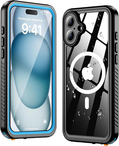 Oterkin Waterproof Case for iPhone 16 Plus Case Compatible with MagSafe, Full Body Rugged 16 Plus Phone Case with Built-in HD Screen & Lens Protector [12FT Military Grade] Case (Blue)