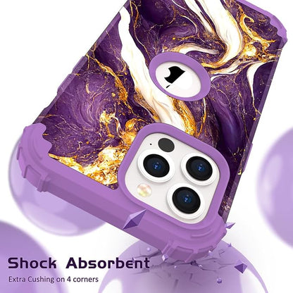 Hocase for iPhone 13 Pro Max Case, Heavy Duty Shockproof Protection Soft Silicone Rubber Bumper+Hard Plastic Hybrid Protective Case for iPhone 13 Pro Max (6.7") 2021 - Midnight Purple