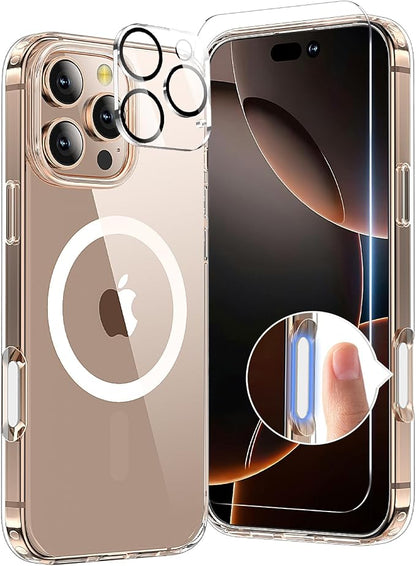 3 in 1 for iPhone 16 Pro Case with Camera Control Button, Not Yellowing, Screen Protector*1 Camera Lens Protector*1, Military-Grade Protection for iPhone 16 Pro Phone Case 6.3 inch Clear