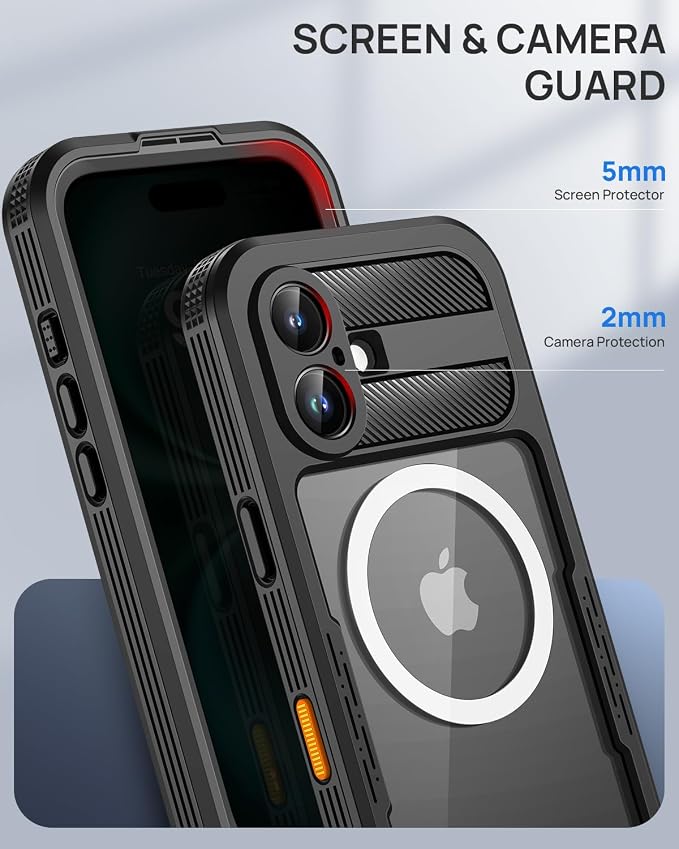 Lanhiem Magnetic for iPhone 16 Plus Waterproof Case, Built-in Privacy Screen Protector, Compatible with MagSafe, Anti-Spy Full Body Phone Case for iPhone 16 Plus 6.7", Black