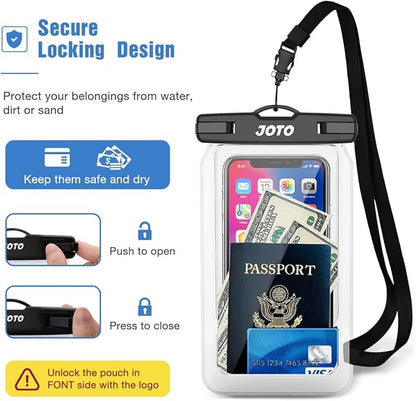 JOTO 2 Pack Floating Waterproof Phone Pouch Up to 7", IPX8 Floatable Underwater Phone Case Cellphone Dry Bag for iPhone 17/Air 16 15 14 13 12 11 Pro Max Xs Max XR X 8 7 Plus SE/Galaxy S24 S23 -Clear