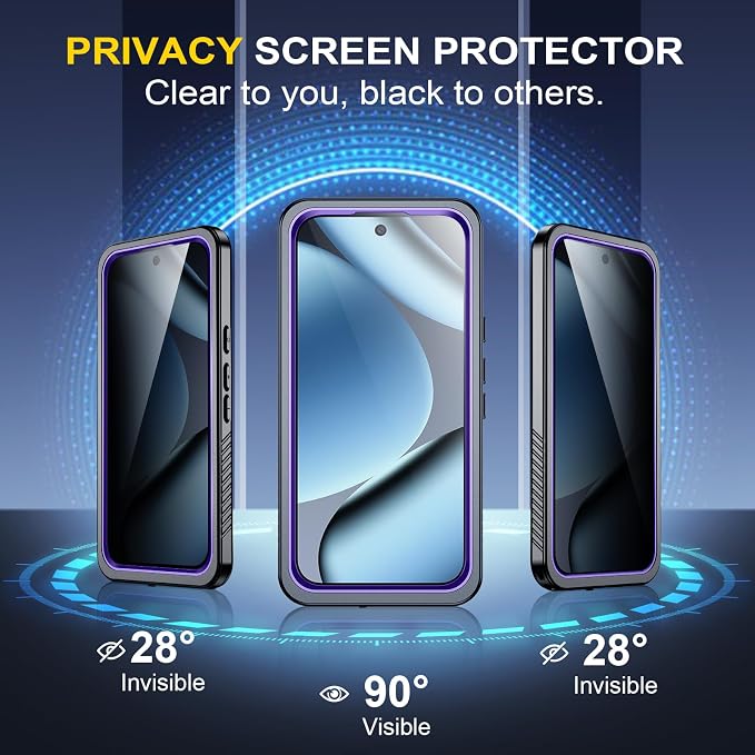 SPIDERCASE for Google Pixel 10 Pro Case Waterproof, [Privacy Screen Protector][IP68 Underwater] Full Body Sealed Heavy Duty Protection [12FT Military Grade Shockproof] Durable Phone Case, Purple