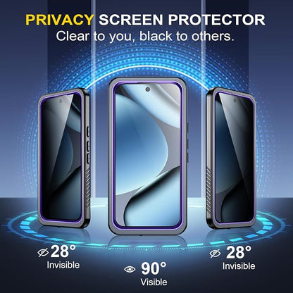 SPIDERCASE for Google Pixel 10 Pro Case Waterproof, [Privacy Screen Protector][IP68 Underwater] Full Body Sealed Heavy Duty Protection [12FT Military Grade Shockproof] Durable Phone Case, Purple