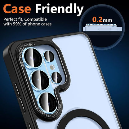 for Samsung Galaxy S26 Ultra Camera Lens Protector, Electroplated Matte Back with 9H Tempered Glass Lens Protector, [Strong Adsorption] [Case-Friendly] Metal Ring HD Clear Lens Cover, Blue