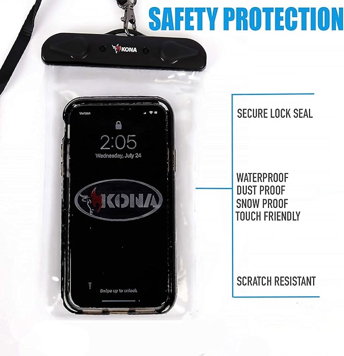 Kona Submariner Universal Waterproof Case - Waterproof Phone Pouch Compatible for iPhone 14 13 Pro Max XS Plus Samsung Galaxy S22 Cell Phones Up to 7.5", IPX8 Cellphone Dry Bag for Vacations - 2 Pack