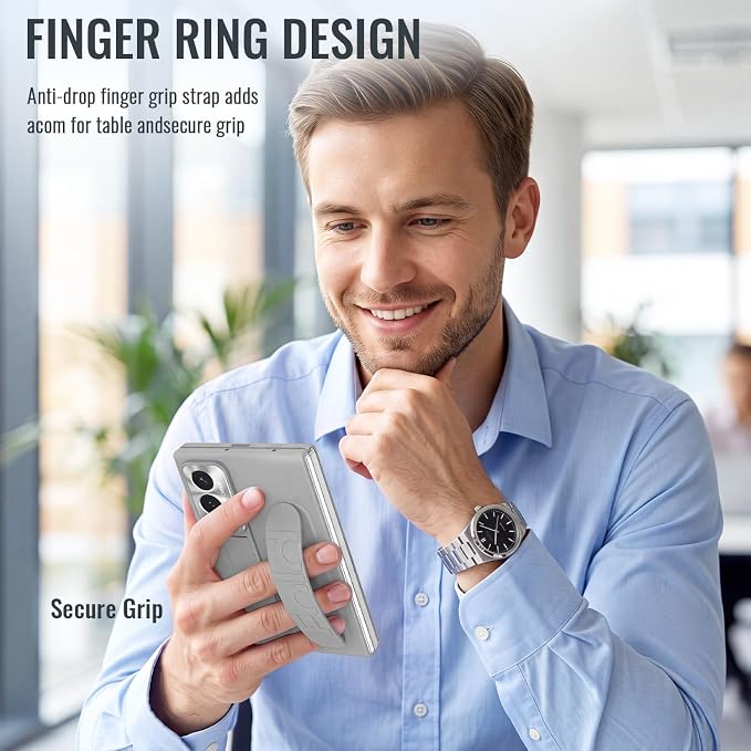 for Samsung Galaxy Z Fold 8 Case with Wristband Stand, Built-in Screen & Lens Protection Shockproof Full Body Drop Fall Protection.(Grey)