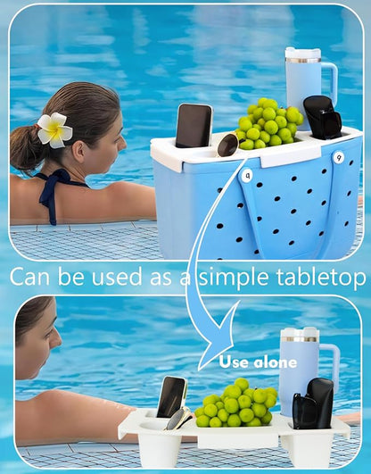 Top Cup Phone Holder Tray Storage Lid for Stanley Compatible with Bogg Bag XL Cover, Cup Organizer Holder Waterproof Silicone Multifunctional Storage Box for Outdoor Beath Camping Travel (Gray, XL)