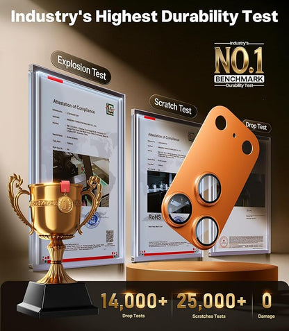 TORRAS for iPhone 17 Pro Max Camera Lens Protector, [Metal Frame] with Military Grade 9H+ Tempered Glass, Full Coverage, Anti-Scratch, 12 FT Shatterproof, Case Friendly, 1-Piece, Cosmic Orange, 1 Pack
