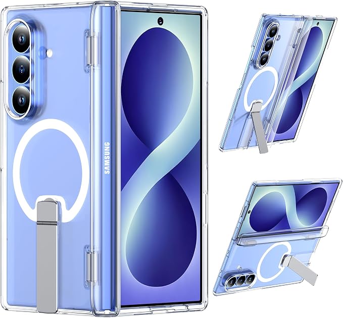 For Samsung Galaxy Z Fold 8 Ultra Case with Kickstand & Screen Protector | MagSafe-Compatible,Military Grade Drop Tested Non-Slip Slim Shockproof Case for Samsung Galaxy Z Fold 8 Ultra-Clear