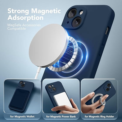 Magnetic for iPhone 15 Plus Case, Compatible with MagSafe, [Full Camera Protection][Screen Protector] Silicone Shockproof Protective Phone Case for iPhone 15 Plus 6.7", Cobalt Blue