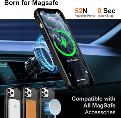 360° Magnetic Swivel Ring for iPhone 11 pro max case, Built-in Metal Stand and Ring Holder, Magsafe Compatible, Military Grade Protection, Shock Resistant - Black