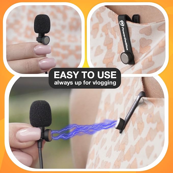 PowerDeWise Magnetic Lavalier Microphone Clip 6mm - Durable Lapel Mic Clip for Professional Use, Secure and Versatile Microphone Clips for Clear Sound