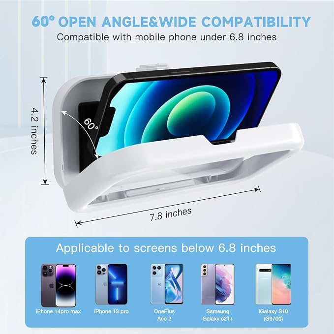 KUNSLUCK Shower Phone Holder Waterproof, 360° Rotation Shower Phone Case, Anti-Fog High Sensitivity Touch Screen Phone Holder for Bathroom Wall Mirror Bathtub, Compatible with 4.7"-6.8" Phones